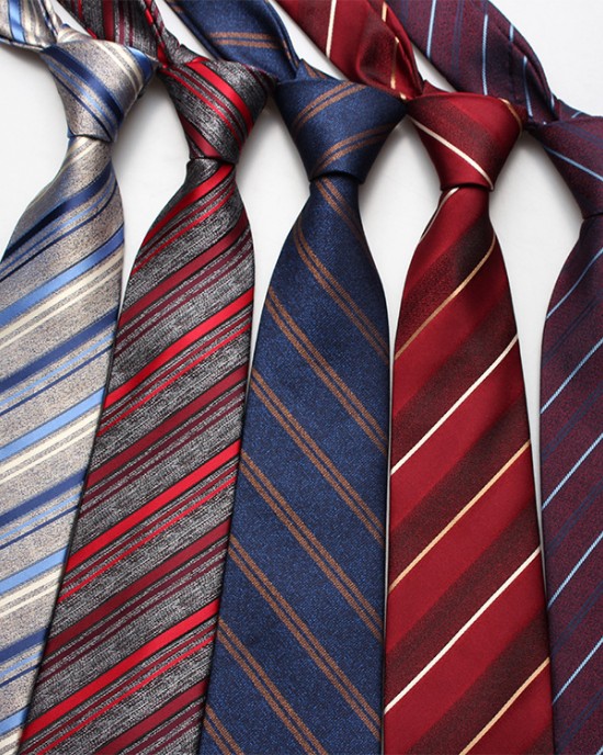 New striped jacquard polyester silk ties, men's professional formal shirt accessories, vintage ties, wholesale.