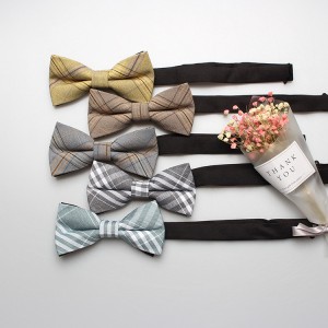 Large Stock: Viscose Cotton Plaid Men's and Women's Bow Ties, High School Uniform Bow Ties