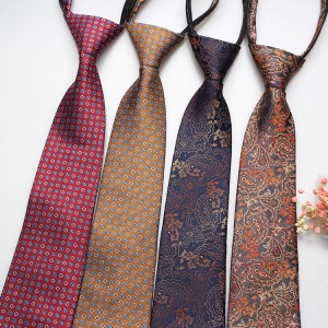 Hot-selling 8cm formal business tie, men's zippered lazy tie, small flower and cashew pattern, various colors