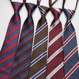 Lazy zipper tie 8cm Men's formal business professional polyester jacquard striped plaid tie wholesale
