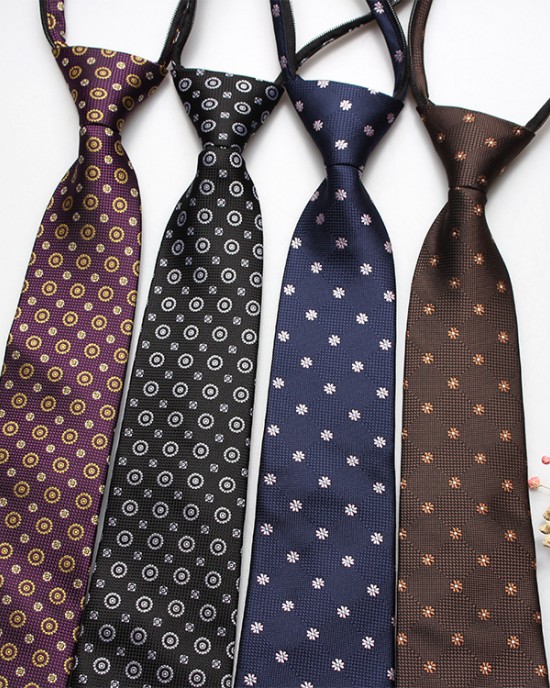 Hot-selling 8cm formal business tie, men's zippered lazy tie, small flower and cashew pattern, various colors Hot-selling 8cm formal business tie, men's zippered lazy tie, small flower and cashew pattern, various colors
