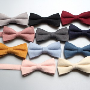 2025 Shengzhou factory direct supply of trendy solid-color Korean velvet bow ties, men's evening wedding shirt bow ties.