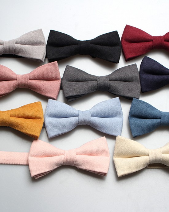 2025 Shengzhou factory direct supply of trendy solid-color Korean velvet bow ties, men's evening wedding shirt bow ties.