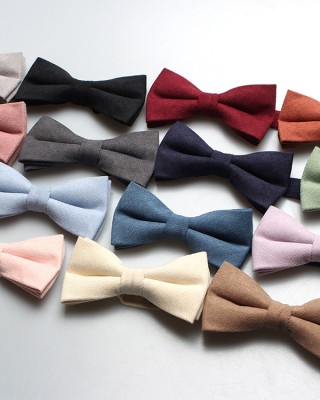 2025 Shengzhou factory direct supply of trendy solid-color Korean velvet bow ties, men's evening wedding shirt bow ties.