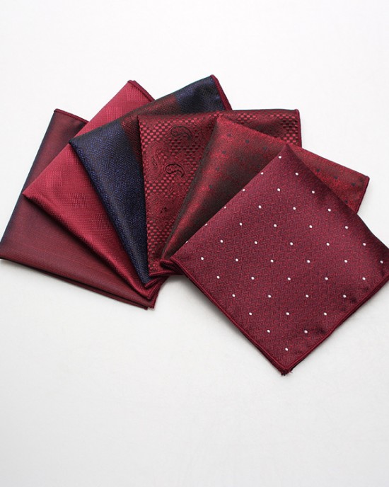 Factory-direct men's suit pocket squares. Wedding groomsmen and host burgundy striped polka dot square handkerchiefs. Factory-direct men's suit pocket squares. Wedding groomsmen and host burgundy striped polka dot square handkerchiefs.