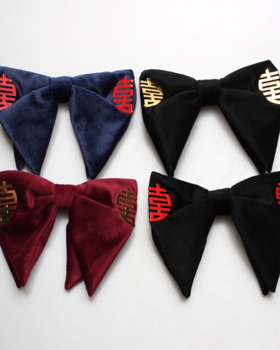 New autumn and winter styles for groomsmen and groomsmen wedding photo shoots, personalized large velvet ox-horn-embellished "happiness" bow ties, wholesale. New autumn and winter styles for groomsmen and groomsmen wedding photo shoots, personalized large velvet ox-horn-embellished "happiness" bow ties, wholesale.
