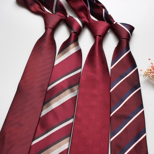 Shengzhou factory direct supply of trendy 8cm red striped hand-tied ties for business formal wear and casual work wear.