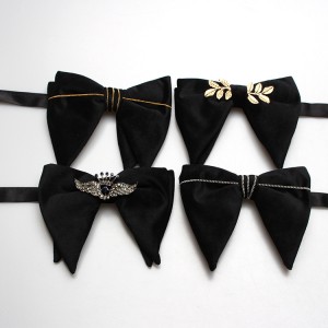 New autumn and winter styles for groomsmen and groomsmen wedding photo shoots, personalized large velvet ox-horn-embellished "happiness" bow ties, wholesale.