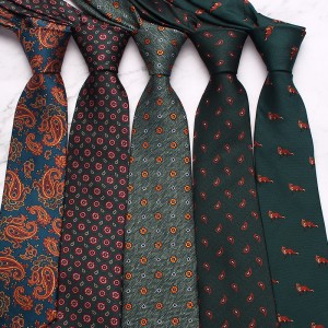 New green series men's business ties, retro and fashionable striped paisley polyester hand-tied ties, wholesale