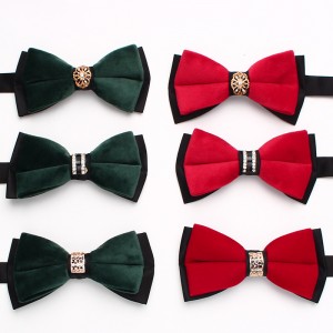 Lei'er men's wedding dress photoshoot bow tie, Chinese-style stylish, burgundy, navy blue, metal diamond bow tie.
