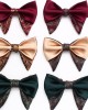 Leier solid-color men's double-layered ox-horn bow ties, in stock, polyester jacquard casual wedding neckties.