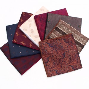 Manufacturer of men's business suit pocket squares, patterned wedding handkerchiefs, and small square handkerchiefs for banquets and suit accessories.