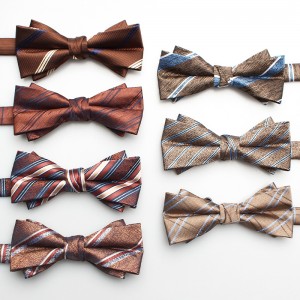 2022 New Fashion Brown Bow Ties Men's double-layer wedding groomsmen bow ties in various styles, ready for wholesale.