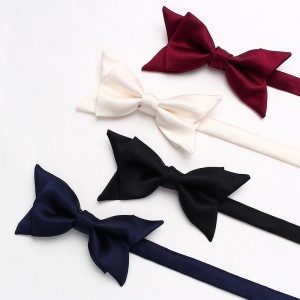 Lei'er new solid color double-layer bow tie, men's business fashion, British-style suit accessories, wedding bow tie in stock.