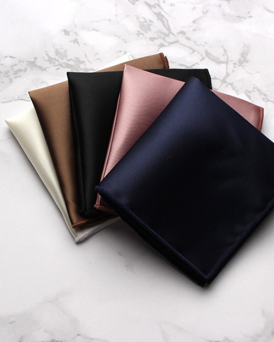 British-style men's suit pocket squares, solid-color, shiny, business banquet formal wear, and square handkerchiefs.