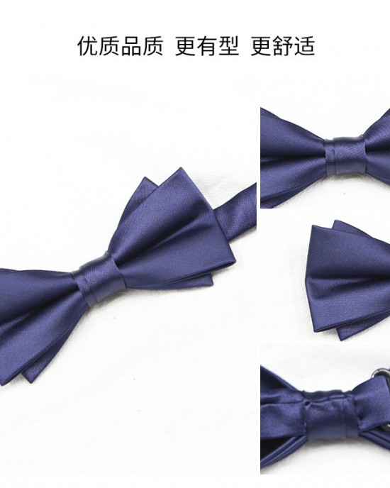 Black men's bow tie, groom, best man, emcee, formal suit, Korean-style burgundy, trendy blue bow tie