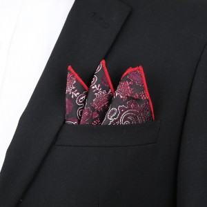 Shengzhou pocket squares, suit pocket squares, red embroidered business handkerchiefs for groomsmen and groomsmen, pocket squares