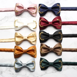 Men's custom-made bow ties, solid-color wedding bow ties for groomsmen and groomsmen, wholesale polyester yarn-dyed bow ties