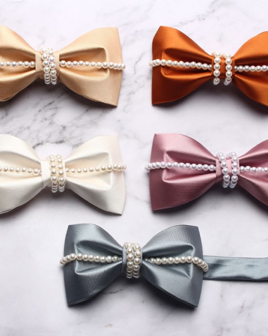 Manufacturer Solid Color Polyester Bow Ties, Casual Fashion, Creative Pearl Customized Bow Ties, New Collars, In-Stock Manufacturer Solid Color Polyester Bow Ties, Casual Fashion, Creative Pearl Customized Bow Ties, New Collars, In-Stock