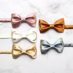 Men's custom-made bow ties, solid-color wedding bow ties for groomsmen and groomsmen, wholesale polyester yarn-dyed bow ties