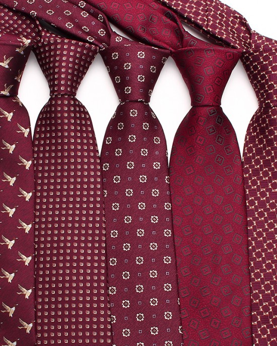 Lei'er burgundy men's tie, vintage groom wedding tie, striped polyester silk business tie, factory in stock Lei'er burgundy men's tie, vintage groom wedding tie, striped polyester silk business tie, factory in stock