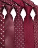 Lei'er burgundy men's tie, vintage groom wedding tie, striped polyester silk business tie, factory in stock Lei'er burgundy men's tie, vintage groom wedding tie, striped polyester silk business tie, factory in stock