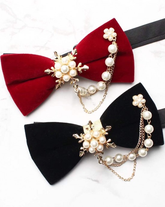 Groom's wedding formal bow ties with diamond embellishments, Korean-style British red wedding bow ties wholesale Groom's wedding formal bow ties with diamond embellishments, Korean-style British red wedding bow ties wholesale