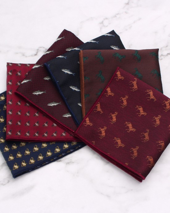 British-style men's suit pocket square with small floral pattern, business retro banquet suit small square handkerchief wholesale