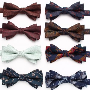 Lei'er cashew flower bow tie, Chinese-style bow tie for formal photography, fashionable maple leaf bow tie accessory manufacturer.
