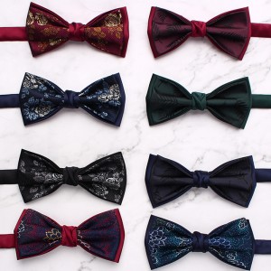 2025, in stock, colorful bow tie, men's vintage double-layer bow tie Groom's groomsmen's wedding bow tie wholesaler