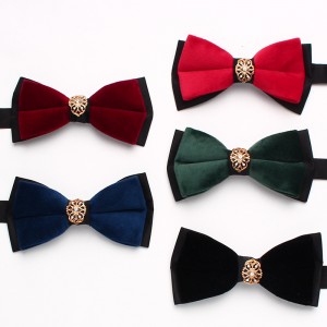 Lei'er men's wedding dress photoshoot bow tie, Chinese-style stylish, burgundy, navy blue, metal diamond bow tie.