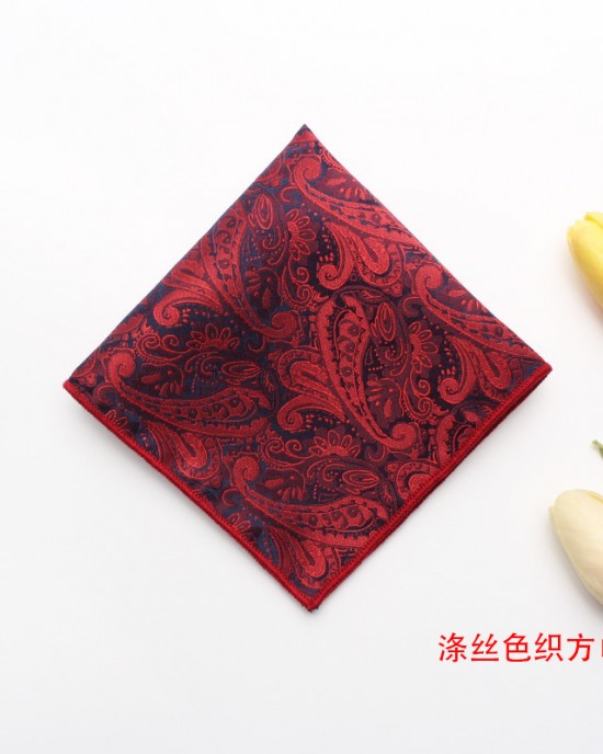 Burgundy paisley cashew pattern square bow tie gift set, two-piece men's business and fashionable wedding bow tie set. Burgundy paisley cashew pattern square bow tie gift set, two-piece men's business and fashionable wedding bow tie set.