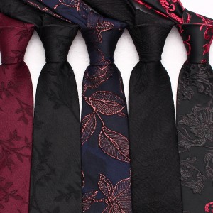 Polyester lamé tie, classic men's 7cm tie, men's burgundy business casual dinner tie.