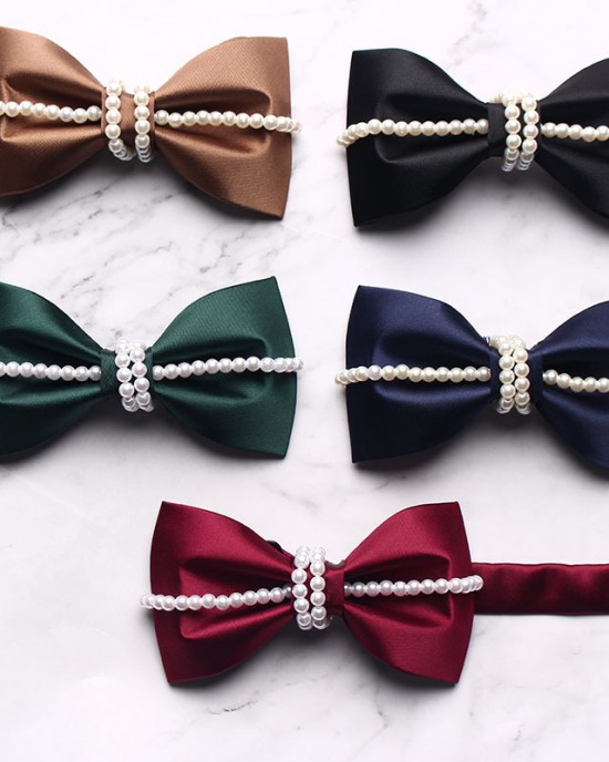 Manufacturer Solid Color Polyester Bow Ties, Casual Fashion, Creative Pearl Customized Bow Ties, New Collars, In-Stock Manufacturer Solid Color Polyester Bow Ties, Casual Fashion, Creative Pearl Customized Bow Ties, New Collars, In-Stock