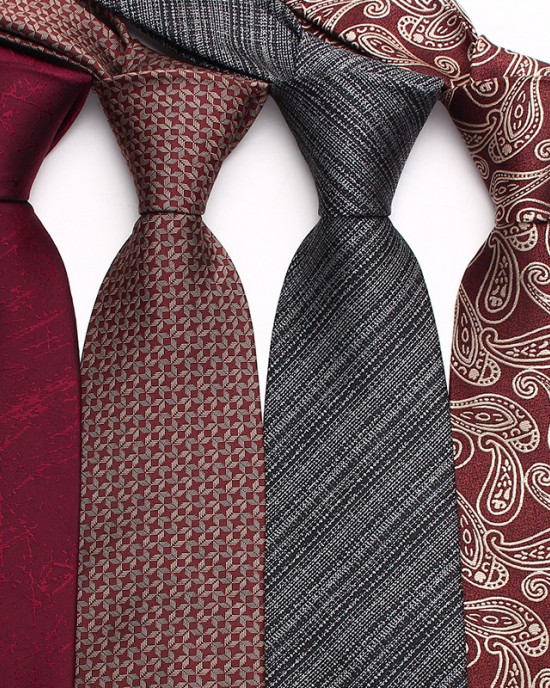 Leier, in stock, burgundy striped tie, men's groomsmen wedding tie, yarn-dyed polyester business tie