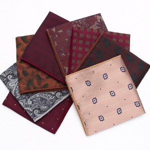 Manufacturer of men's business suit pocket squares, patterned wedding handkerchiefs, and small square handkerchiefs for banquets and suit accessories.