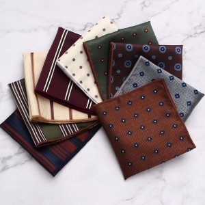 Men's formal squares, business wedding actor suit squares, polyester burgundy patterned pocket scarves, manufacturer