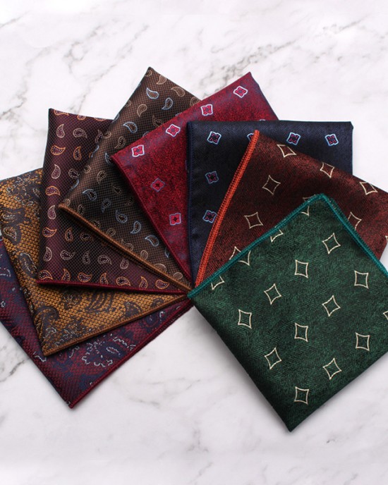 Source Manufacturer Pocket Squares for Men, Polyester Suit Chest Handkerchiefs, Multi-Colored Striped Handkerchiefs, Wholesale
