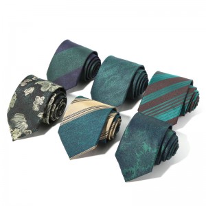 Green series diagonal striped ties, men's business fashion, small floral pattern, 8cm polyester tie, ready-to-stock wholesale.