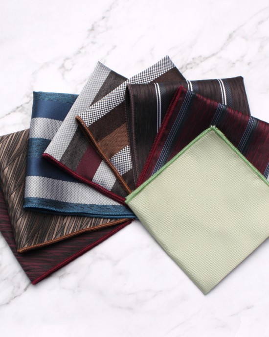 Source Manufacturer Pocket Squares for Men, Polyester Suit Chest Handkerchiefs, Multi-Colored Striped Handkerchiefs, Wholesale