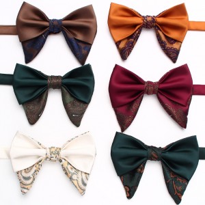 Leier solid-color men's double-layered ox-horn bow ties, in stock, polyester jacquard casual wedding neckties.