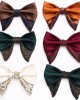 Leier solid-color men's double-layered ox-horn bow ties, in stock, polyester jacquard casual wedding neckties.