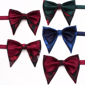 Leier men's large bow tie, tuxedo, polyester men's vintage double-layered ox-horn bow tie, groom's wedding photoshoot suit.
