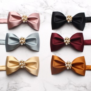 Fashionable solid-color bow ties for men's formal business banquets, groomsmen, wedding dress bows, flat-cut bow ties