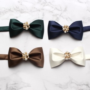 Fashionable solid-color bow ties for men's formal business banquets, groomsmen, wedding dress bows, flat-cut bow ties