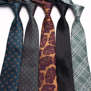Shengzhou factory wholesale business vintage men's polyester silk, small flower pattern, fashionable ties in multiple colors