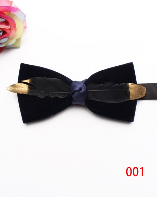 New style, solid-color, textured velvet bow ties for men with feather embellishments. Fashionable suit accessories and business bow ties available for wholesale. New style, solid-color, textured velvet bow ties for men with feather embellishments. Fashionable suit accessories and business bow ties available for wholesale.