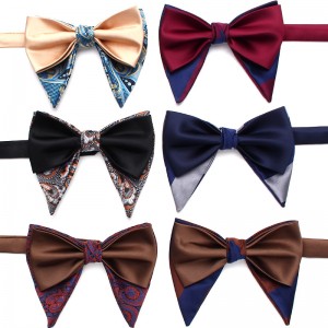 Leier men's large bow tie, tuxedo, polyester men's vintage double-layered ox-horn bow tie, groom's wedding photoshoot suit.