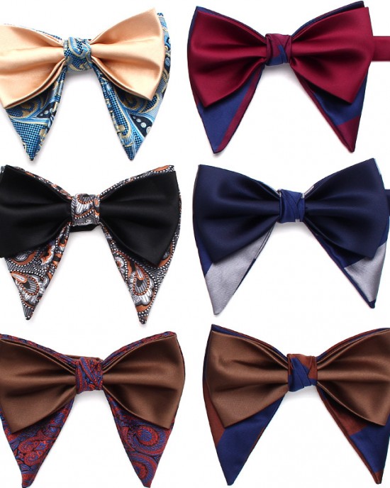 Leier men's large bow tie, tuxedo, polyester men's vintage double-layered ox-horn bow tie, groom's wedding photoshoot suit.
