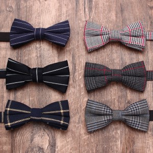 Striped groomsmen bow ties for men, Korean-style cotton printed bow ties for weddings, formal business casual bow ties